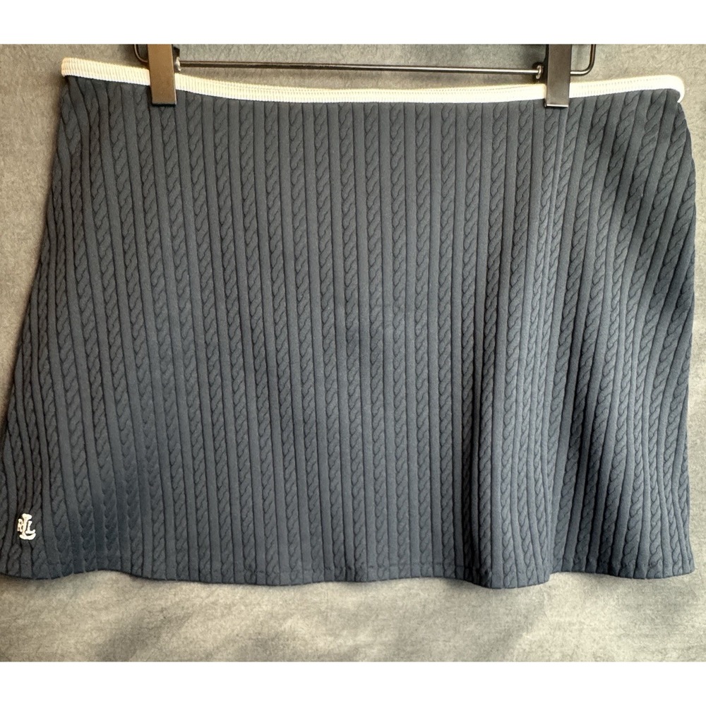 Lauren Ralph Lauren Cable Knit Skirt Women's Large Navy Blue Short Preppy Mini